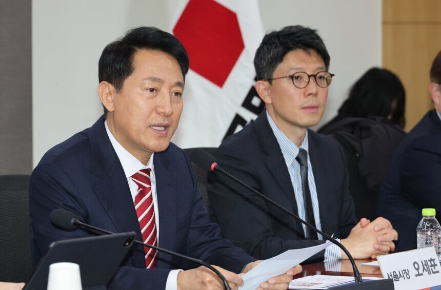 오세훈 서울시장이 27일 서울 여의도 국회 의원회관에서 열린 국민의힘 서울시당 주거사다리정상화특별위원회 정책토론회에서 발언하고 있다. /연합뉴스