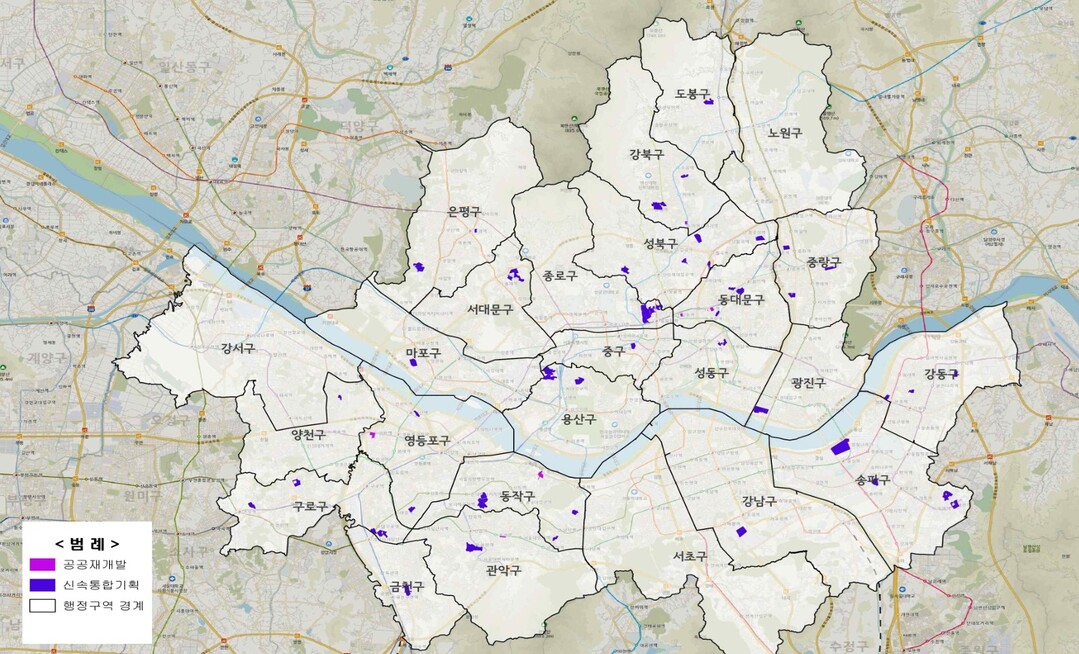 토지거래허가구역 재지정, 재지정 및 조정 위치 /서울시 제공