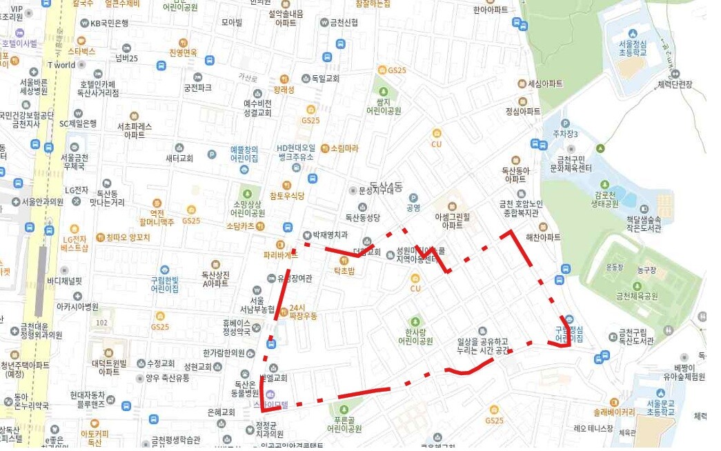 금천구 독산동 1022 일대, 용도지역 [2종(7), 2종], 면적: 83,203.0㎡