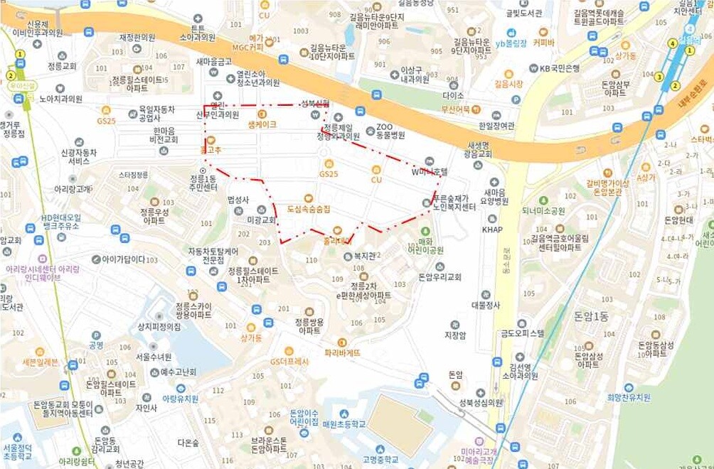 성북구 정릉동 16-179, 용도지역 [2종(7), 3종], 면적: 42,810.6