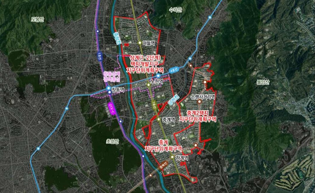 노원구 상계&middot;중계&middot;하계동 일대 지구단위 위치도 /서울시