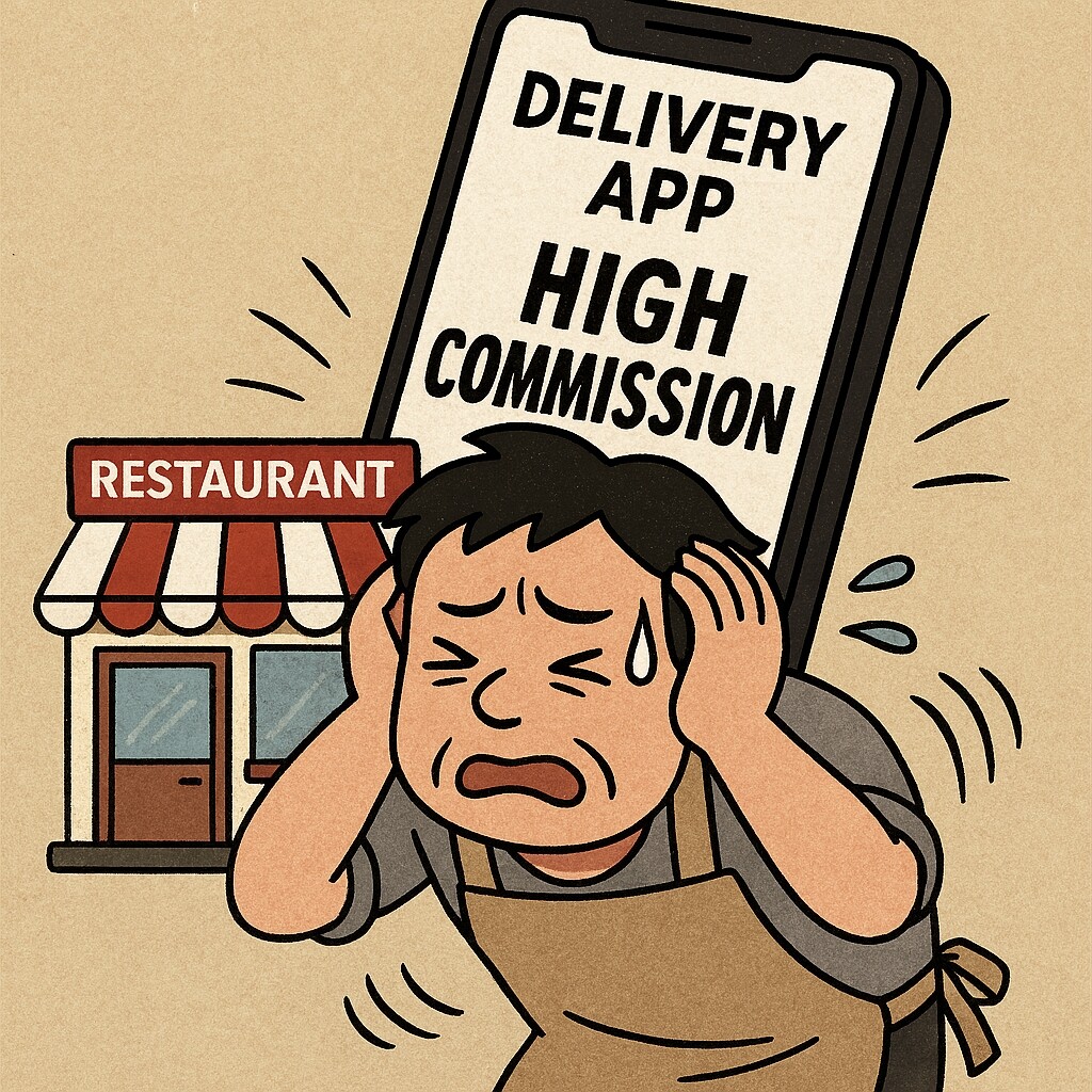 배달앱 수수료에 고통받는 소상공인 이미지 /AI로 제작