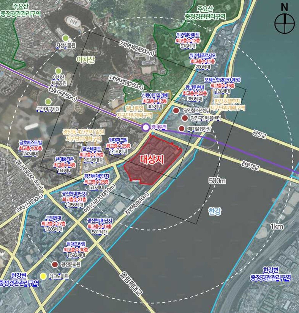 위치도 (광진구 광장동 218-1번지 일대)