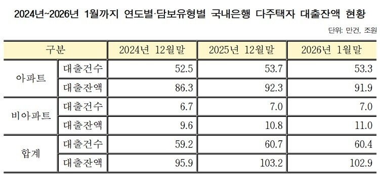 이재명 정부 규제에도 다주택자 대출 102조9천억까지 증가