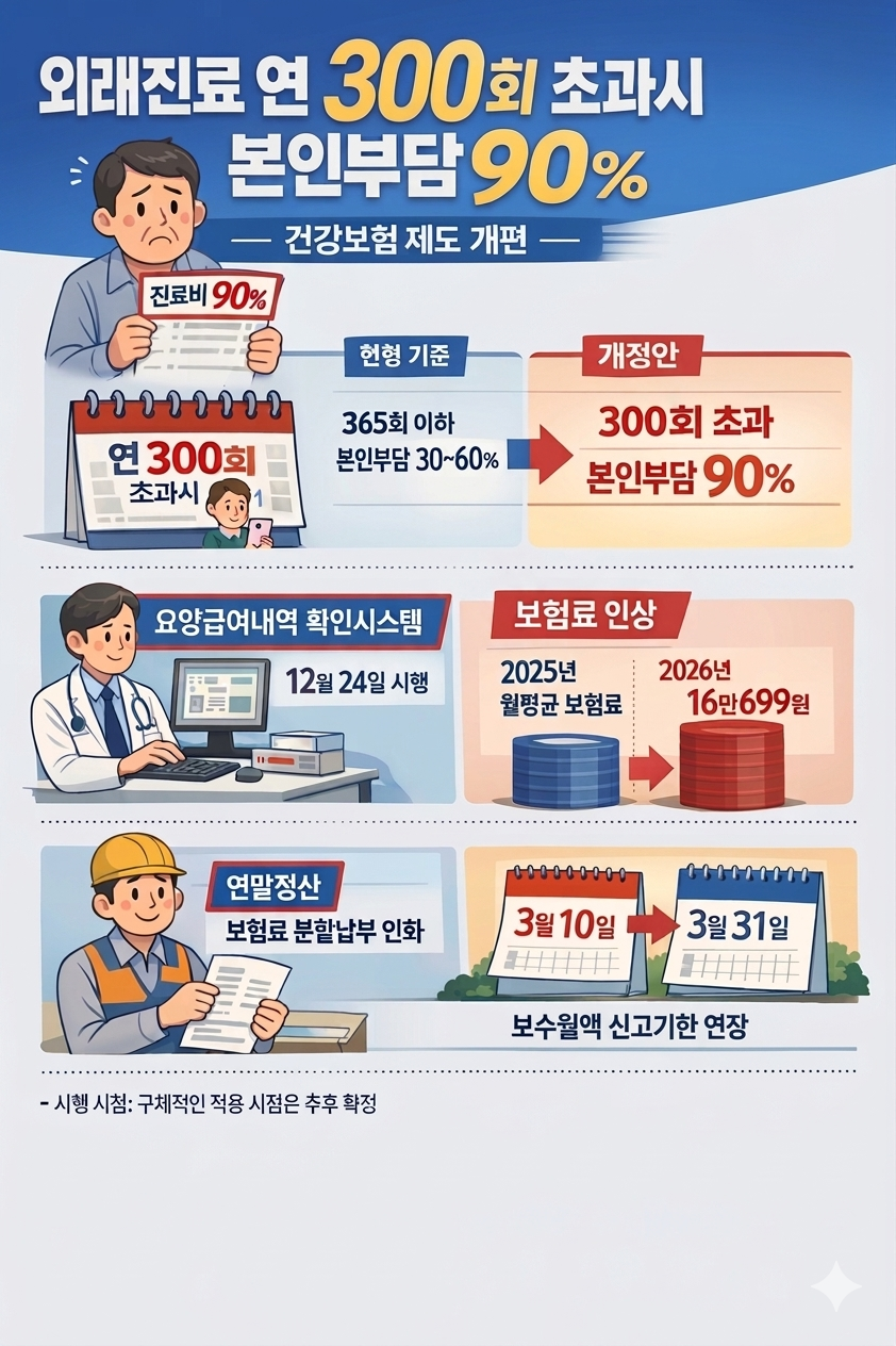 1년에 병원 300번 넘으면 진료비 90% 본인 부담…건강보험 시행령 개정 추진