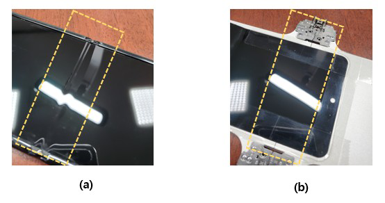 일직선 형태 LED 전등을 비춘 디스플레이 면. [사진=KAIST]