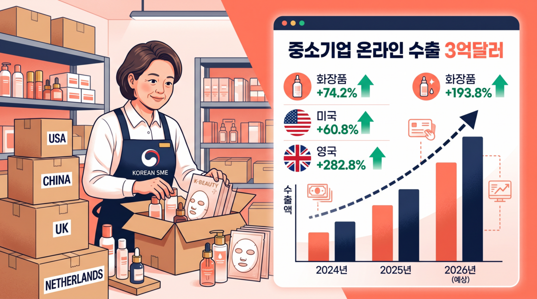 중소기업 1분기 온라인 수출액 첫 3억달러 돌파 ‘역대 최대’…‘K-뷰티’가 견인