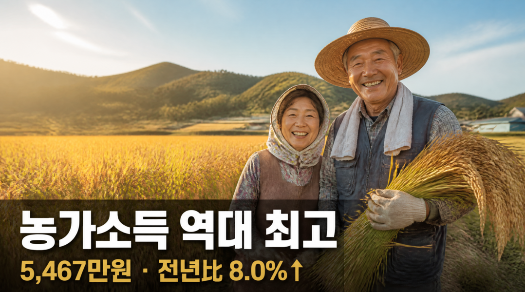 농가 소득 5467만원 ‘역대 최고’…쌀·축산물 값 뛰고 보조금 확대 영향