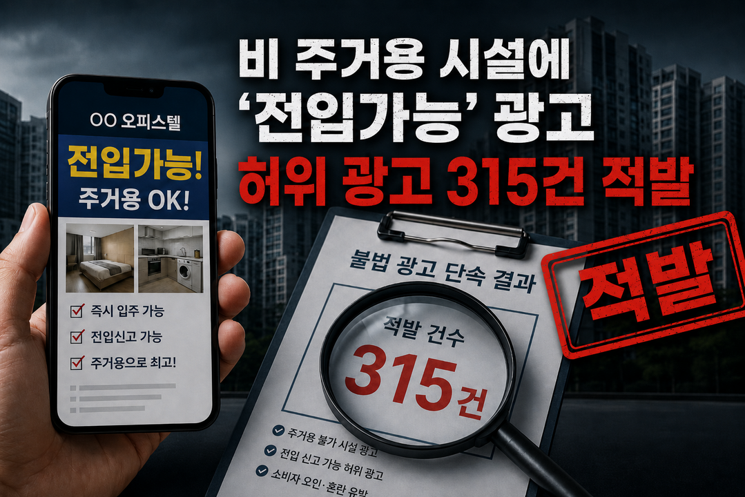 “전입 가능에 속지 마라”…비주거용 ‘주거용 둔갑’ 허위 광고 315건 적발